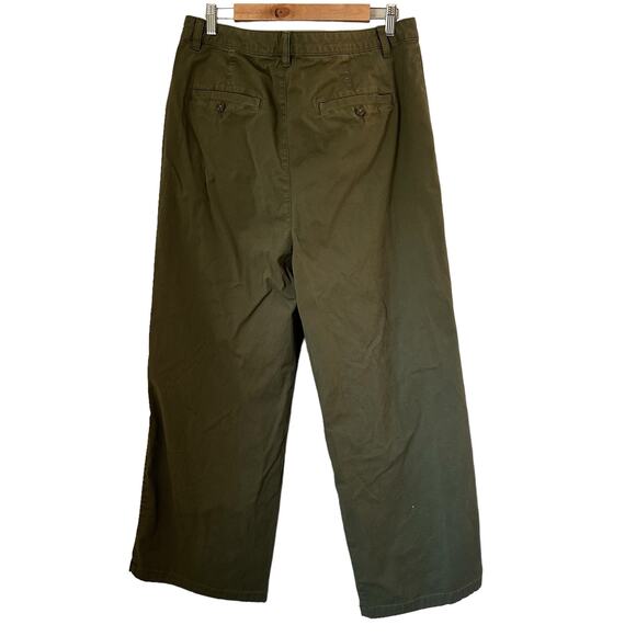 Gap Pleated Wide Khaki Coastal Minimalist Pants In Army Green Size 16 - Picture 5 of 13